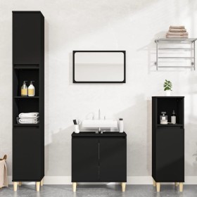 Set Mobili da Bagno 3 pz Nero in Legno Multistrato