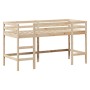 Letto Soppalco con Scala e Tetto 80x200 cm Legno Massello Pino