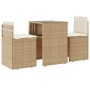 Set da Bistrò 3 pz con Cuscini Beige in Polyrattan