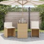 Set da Bistrò 3 pz con Cuscini Beige in Polyrattan