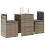 Set da Bistrò 3 pz con Cuscini Grigio in Polyrattan