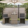 Set da Bistrò 3 pz con Cuscini Grigio in Polyrattan