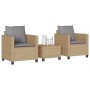 Set da Bistrò 3 pz con Cuscini Beige in Polyrattan