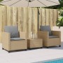 Set da Bistrò 3 pz con Cuscini Beige in Polyrattan