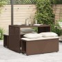 Set da Pranzo da Giardino 3pz con Cuscini in Polyrattan Marrone