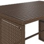 Set da Pranzo da Giardino 3pz con Cuscini in Polyrattan Marrone