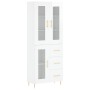 Credenza Bianco Lucido 69,5x34x180 cm in Legno Multistrato