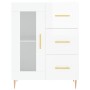 Credenza Bianco Lucido 69,5x34x180 cm in Legno Multistrato