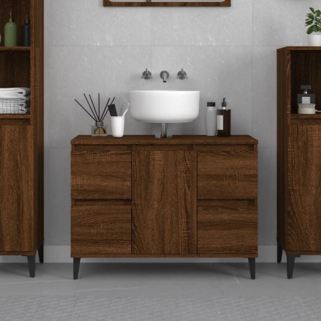 Mobile Lavabo Rovere Marrone 80x33x60 cm in Legno Multistrato