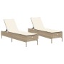 Lettini Prendisole 2 pz con Cuscini Beige in Polyrattan