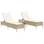 Lettini Prendisole 2 pz con Cuscini Beige in Polyrattan