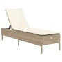 Lettini Prendisole 2 pz con Cuscini Beige in Polyrattan