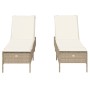 Lettini Prendisole 2 pz con Cuscini Beige in Polyrattan