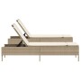 Lettini Prendisole 2 pz con Cuscini Beige in Polyrattan