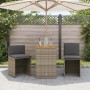 Set da Bistrò 3 pz con Cuscini Grigio in Polyrattan