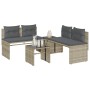 Set Divano da Giardino 4pz con Cuscini Grigio Chiaro Polyrattan