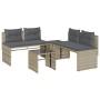 Set Divano da Giardino 4pz con Cuscini Grigio Chiaro Polyrattan