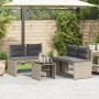 Set Divano da Giardino 4pz con Cuscini Grigio Chiaro Polyrattan