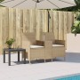 Divano Giardino 2 Posti con Tavolo e Cuscini Beige Polyrattan