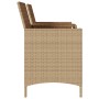 Divano Giardino 2 Posti con Tavolo e Cuscini Beige Polyrattan