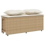 Set da Pranzo da Giardino 3 pz con Cuscini Beige in Polyrattan