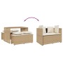 Set da Pranzo da Giardino 3 pz con Cuscini Beige in Polyrattan