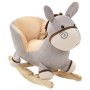 Asino a Dondolo con Schienale in Peluche 60x32x55 cm Grigio