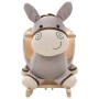 Asino a Dondolo con Schienale in Peluche 60x32x55 cm Grigio