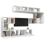 Set di Mobili Porta TV 8 pz Bianco Lucido in Legno Multistrato