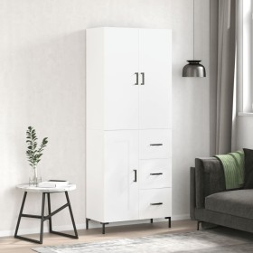 Credenza Bianca 69,5x34x180 cm in Legno Multistrato