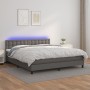 Giroletto Molle con Materasso e LED Grigio 160x200cm Similpelle