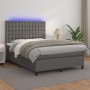 Giroletto Molle con Materasso e LED Grigio 140x200cm Similpelle