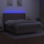 Letto a Molle con Materasso e LED Tortora 180x200 cm in Tessuto