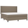 Letto a Molle con Materasso e LED Tortora 180x200 cm in Tessuto