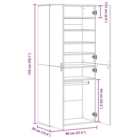 Scarpiera Nera 80x39x178 cm in Legno Multistrato