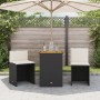 Set da Bistrò 3 pz con Cuscini Nero in Polyrattan