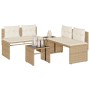 Set Divano da Giardino 4 pz con Cuscini Beige in Polyrattan