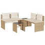 Set Divano da Giardino 4 pz con Cuscini Beige in Polyrattan