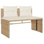 Set Divano da Giardino 4 pz con Cuscini Beige in Polyrattan