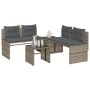 Set Divani da Giardino 4 pz con Cuscini in Polyrattan Grigio