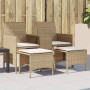 Divano Giardino 2 Posti con Tavolo e Sgabelli Beige Polyrattan