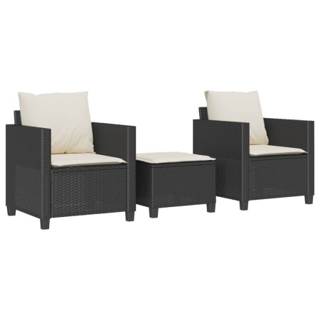 Set da Bistrò 3 pz con Cuscini Nero in Polyrattan