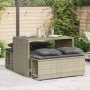 Set Pranzo da Giardino 3pz con Cuscini Grigio Chiaro Polyrattan