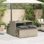 Set Pranzo da Giardino 3pz con Cuscini Grigio Chiaro Polyrattan