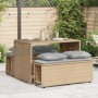 Set da Pranzo da Giardino 3 pz con Cuscini Beige in Polyrattan