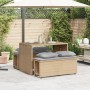 Set da Pranzo da Giardino 3 pz con Cuscini Beige in Polyrattan