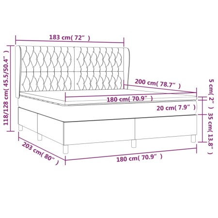 Giroletto a Molle con Materasso Marrone Scuro 180x200cm Tessuto