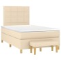 Giroletto a Molle con Materasso Crema 120x200 cm in Tessuto