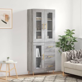 Credenza Grigio Sonoma 69,5x34x180 cm in Legno Multistrato