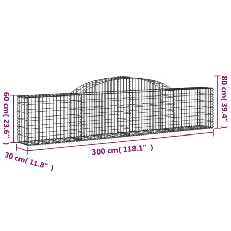 Cesti Gabbioni ad Arco 25 pz 300x30x60/80 cm Ferro Zincato